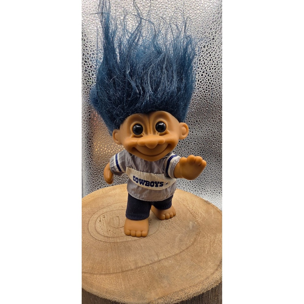 Vintage Russ Troll Doll Dallas Cowboys NFL Blue Hair 5 inch Collectible Toy